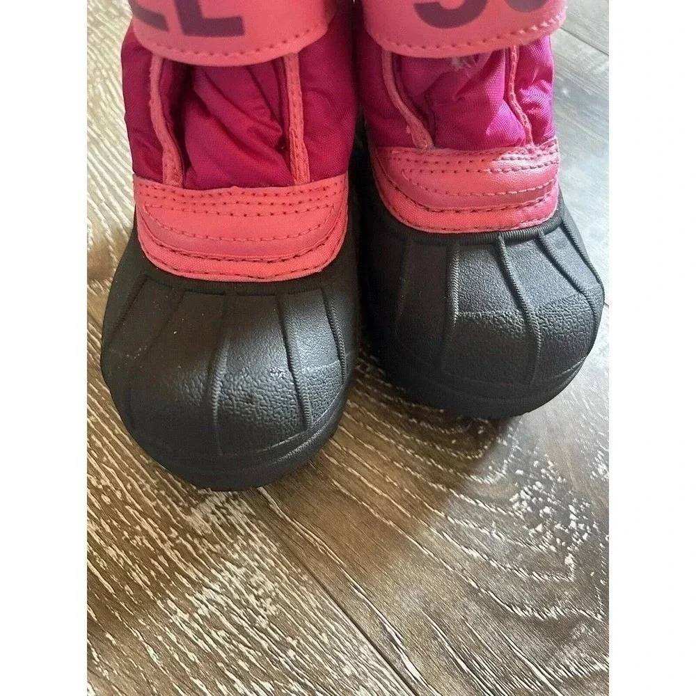Sorel Girls Snow Commander Winter Boots Size 6 Pink Black NC1877-652